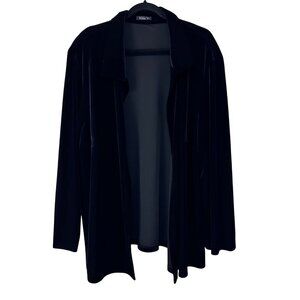 Vikki Vi Velvet Open Front Blazer Jacket Size 3X Black NWT Career Office Party